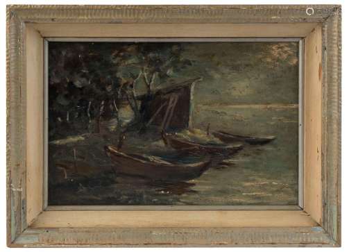 ARTIST UNKNOWN (mid 20th century), (fishing boats), oil on b...