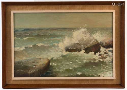 ARTIST UNKNOWN, (seascape), oil on canvas, signed lower righ...