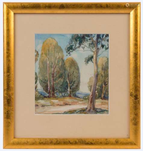 ARTIST UNKNOWN Landscape, watercolour,19 x 17cm; framed 33 x...
