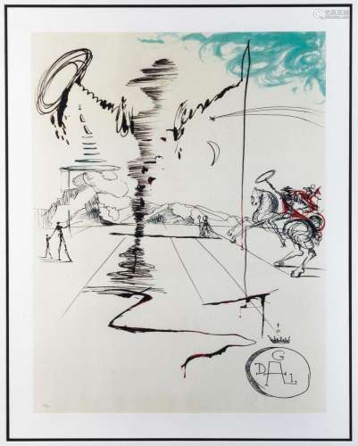 SALVADOR DALI (1904-1989), (after), surrealist landscape, po...