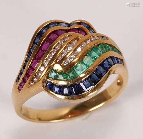 Emerald-Ruby-Sapphire-Diamond Ring