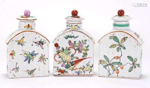 3 Chinese tea caddies