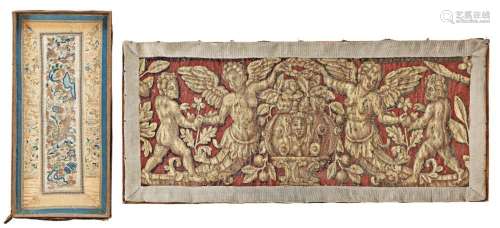 One Tapestry Fragment and one Chinese Silk Textile