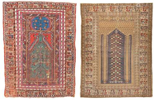 One Mudjur Prayer Rug and one Kayseri Prayer Rug