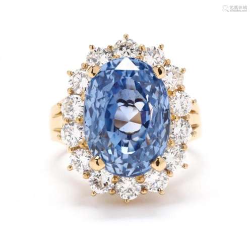 Gold, Sapphire, and Diamond Ring