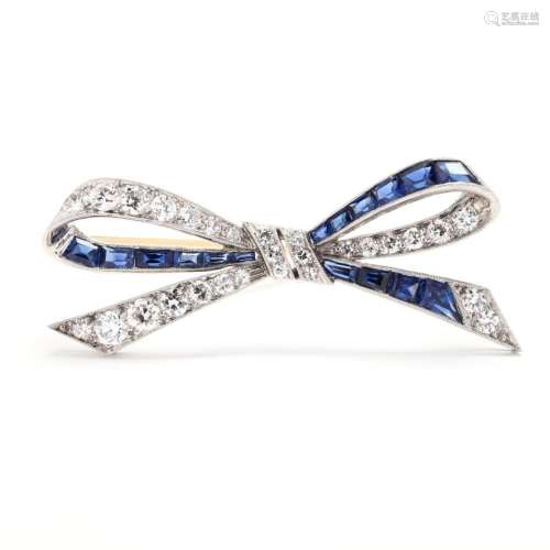 Vintage Diamond and Sapphire Bow Brooch, Tiffany & Co.