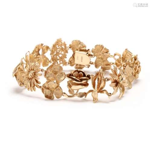 Gold Floral Motif Bracelet, Ardian