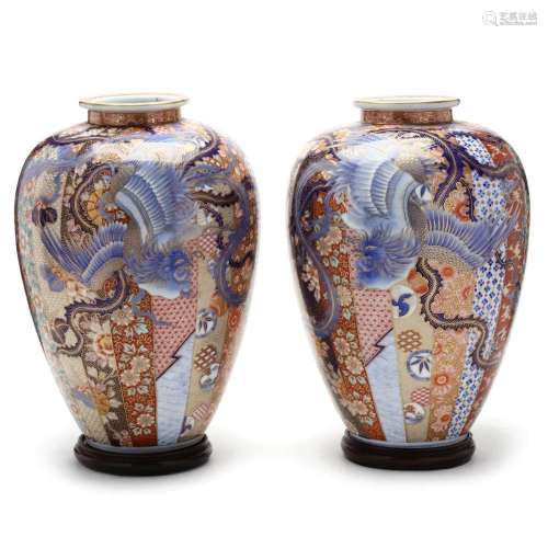 A Pair of Japanese Meiji Period Imari Vases by Koransha