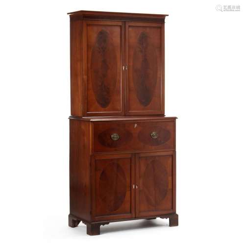 Southern Federal Inlaid Walnut Secretary Bookcase