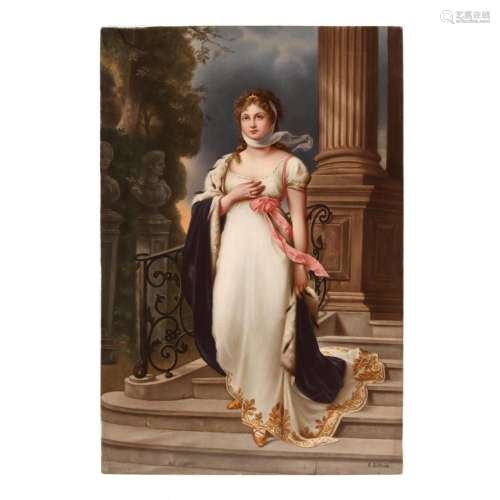 KPM Porcelain Plaque Depicting Queen Louise of Prussia, Sign...