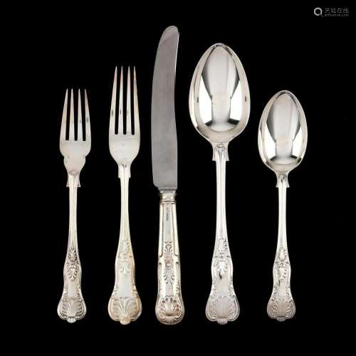 George VI Silver Cutlery / Flatware Set in the Kings Pattern