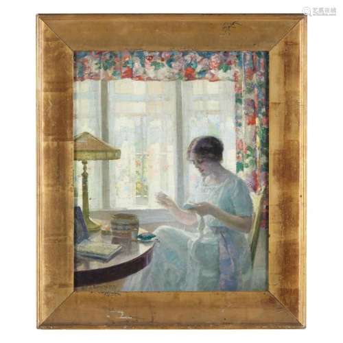William John Edmondson (American, 1868-1966), Woman Sewing