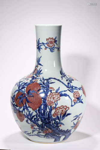 Underglazed-blue and Copper-red Glaze Tianqiuping