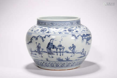 Blue and White Figure Jar