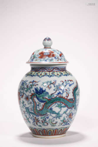 Doucai Glaze Dragon Ginger Jar