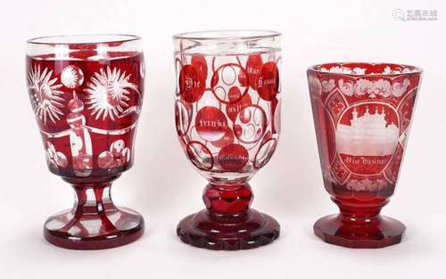 Three souvenir goblets