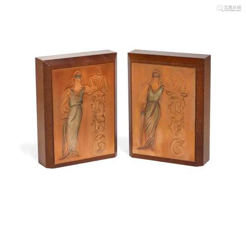 A PAIR OF RUTH BADER GINSBURG JUDICIAL BOOKENDS. Copper and ...