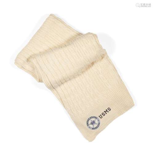 A RUTH BADER GINSBURG USMS LAP THROW. Cable-knit cotton lap ...