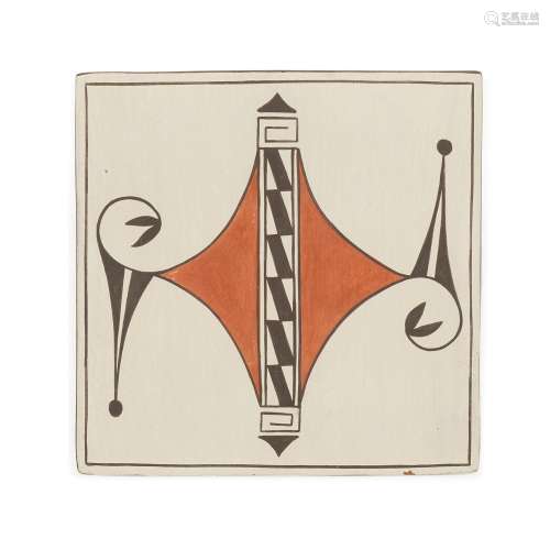 A RUTH BADER GINSBURG ZIA PUEBLO TILE ART. Painted ceramic t...