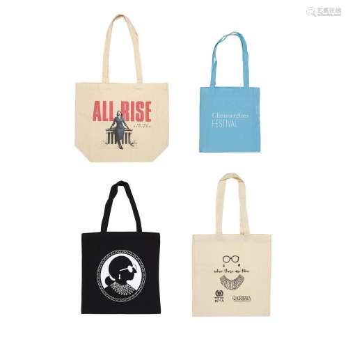 A GROUP OF GINSBURG FAMILY TOTE BAGS. Including "I Diss...