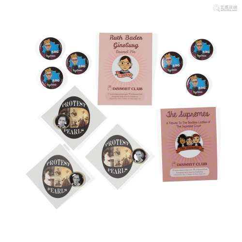 A COLLECTION OF RBG BUTTONS FROM THE GINSBURG FAMILY COLLECI...