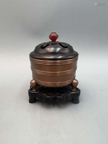 清仿明 宣德款 三足九丝炉 铜器
