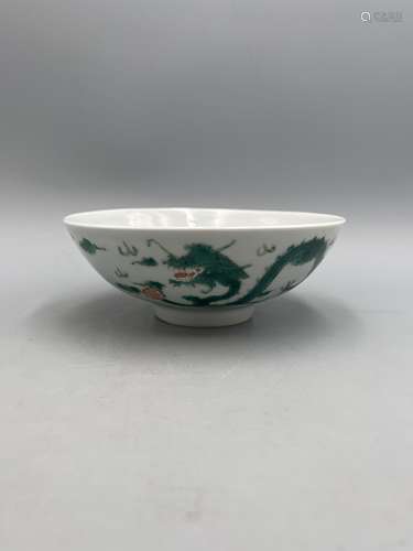 清 同治 双龙赶珠大碗 瓷器