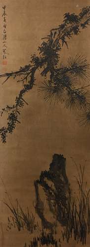 陈淳 松石图 立轴 绢本