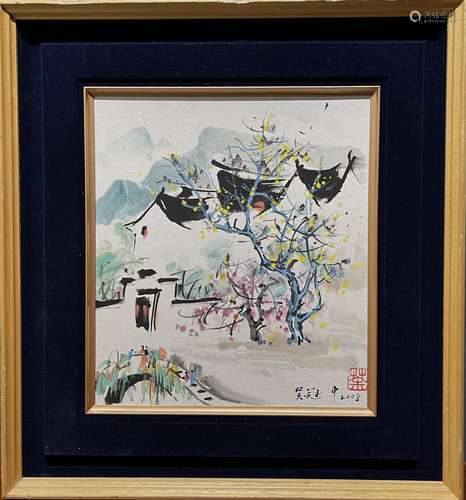 吴冠中 风景 镜框镶嵌 纸本