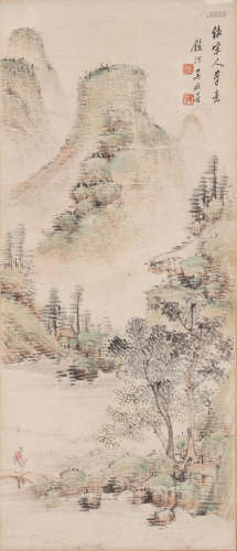吴镜汀 1904-1972 春山策杖图