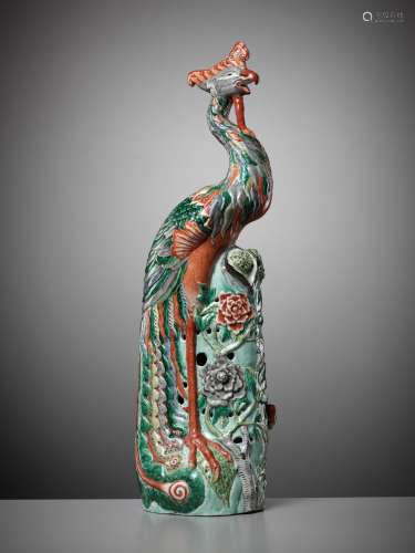 AN EXCEPTIONALLY LARGE FAMILLE VERTE FIGURE OF A PHOENIX, MI...