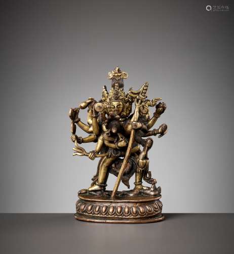 A GILT COPPER ALLOY FIGURE OF CHAKRASAMVARA AND VAJRAVARAHI