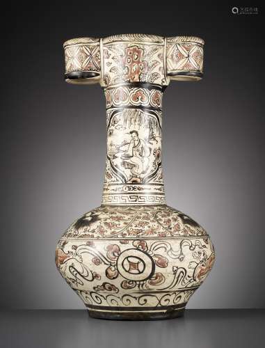 A VERY LARGE AND EXTREMELY RARE CIZHOU PAINTED ARROW VASE, T...
