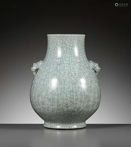 A RARE GUAN-TYPE VASE, HU, QIANLONG MARK AND PERIOD