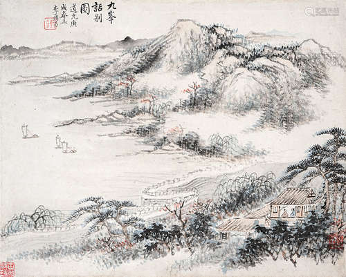 李修易 山水 设色纸本 立轴 1886年作 