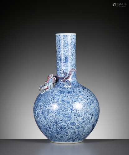 A 'MILLE FLEUR AND CHILONG' VASE, TIANQIUPING, LATE QING TO ...
