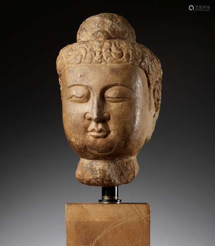 A MARBLE HEAD OF BUDDHA, TANG DYNASTY