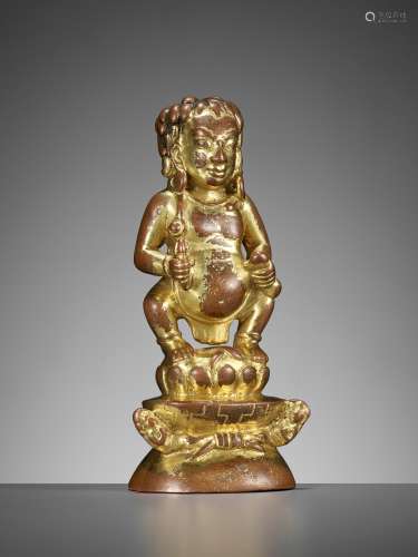 A GILT COPPER ALLOY COMPOSITE IMAGE OF VAJRAPANI AND KUBERA,...