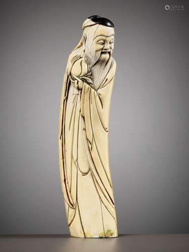 AN IVORY FIGURE OF SHOULAO, MING DYNASTY