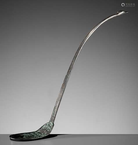 A SILVER 'GOOSE' TEASPOON, TANG DYNASTY