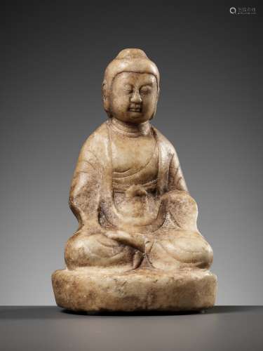 A MARBLE FIGURE OF BUDDHA, TANG DYNASTY