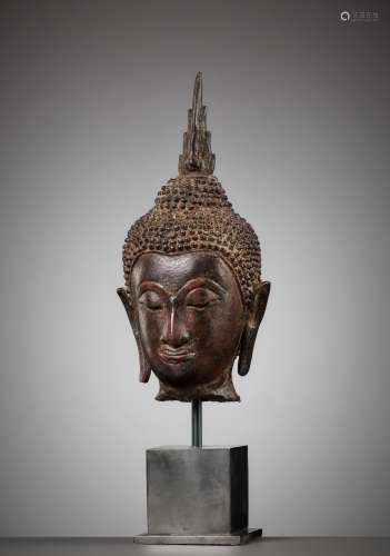 A BRONZE HEAD OF BUDDHA, SUKHOTHAI