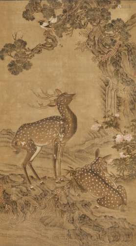 DEER AND PINE', 17TH-18TH CENTURY OR EARLIER