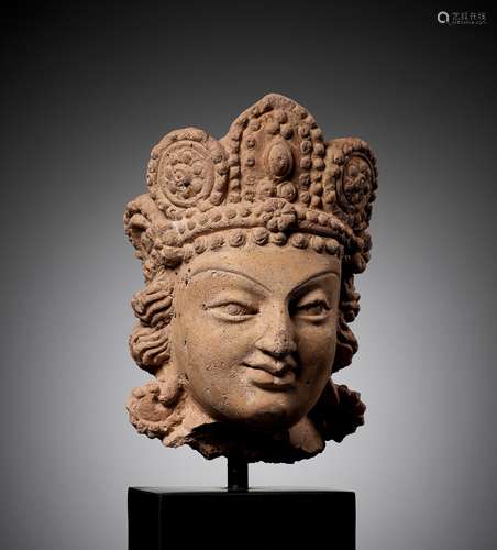 A TERRACOTTA HEAD OF MAITREYA, GANDHARA