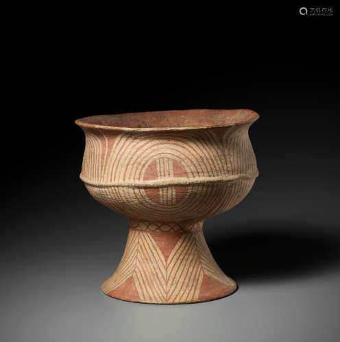 A PAINTED POTTERY STEM CUP, BAN CHIANG, 1ST MILLENNIUM BC