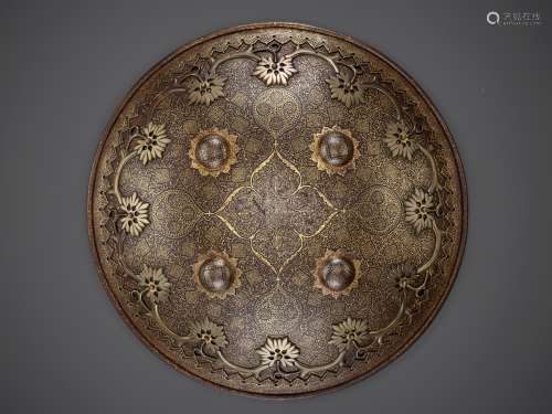 A MUGHAL STYLE IRON CEREMONIAL SHIELD, 17TH-18TH CENTURY