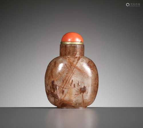 A HAIR CRYSTAL SNUFF BOTTLE, QING DYNASTY