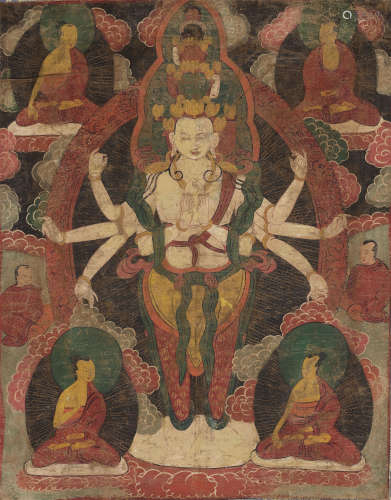 A THANGKA OF EKADASHAMUKHA AVALOKITESHVARA