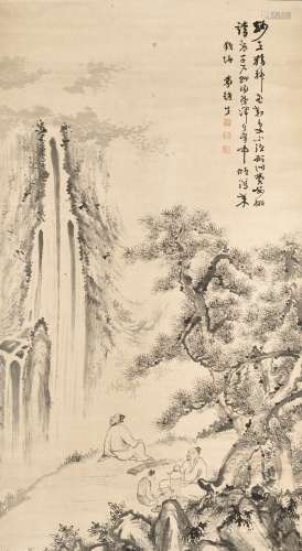 SCHOLARS ADMIRING A WATERFALL', XI GANG (1746-1803)