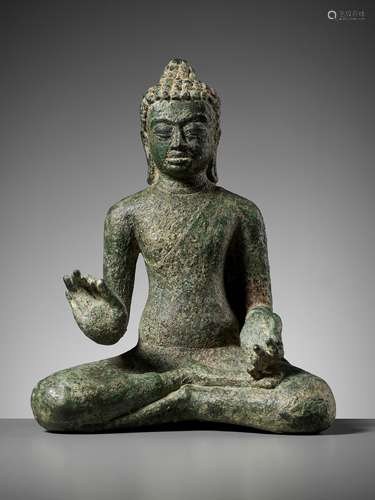 A BRONZE FIGURE OF BUDDHA, MON-DVARAVATI PERIOD